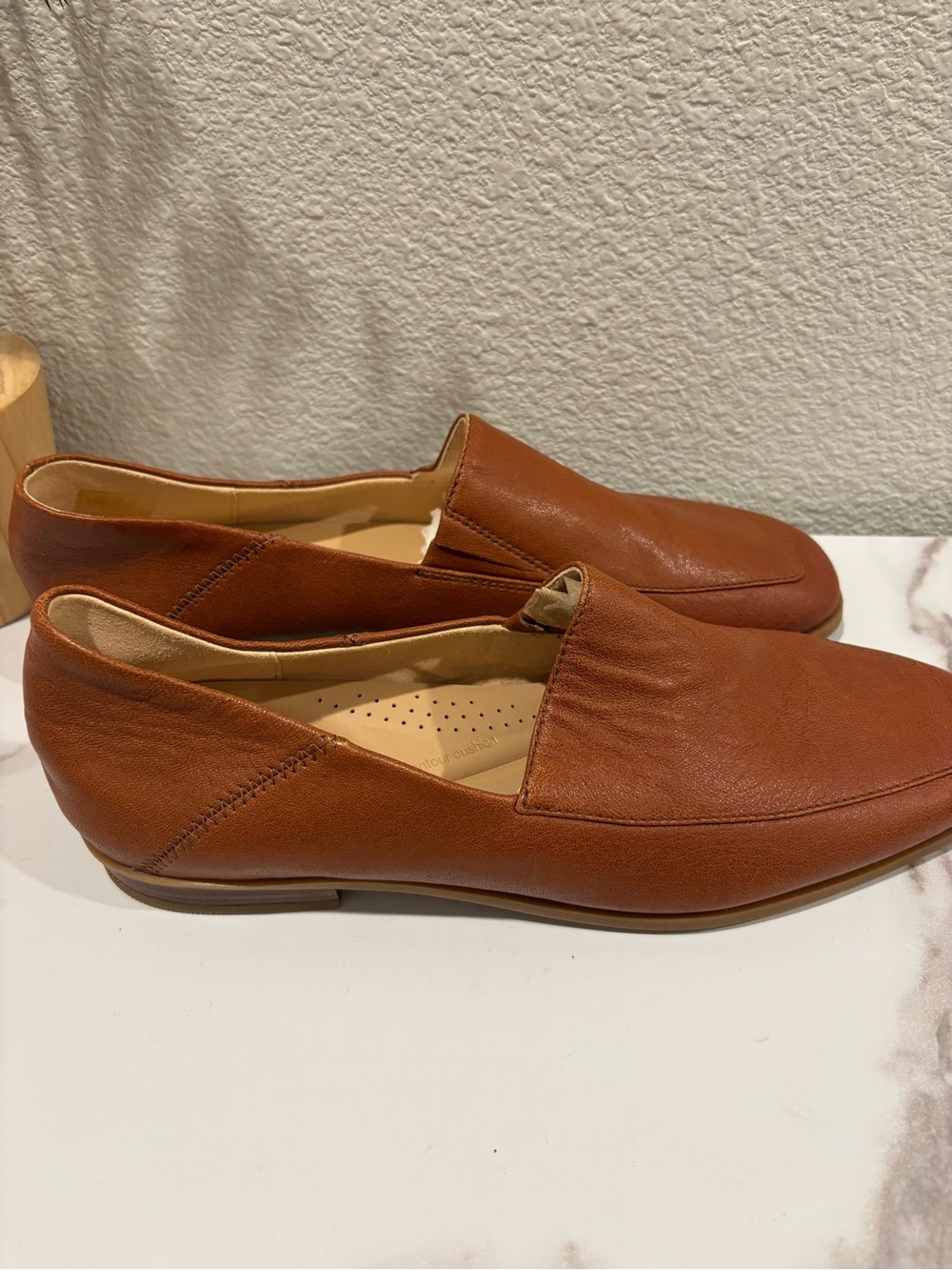 Clarks Women's Cognac Leather Slip-On Loafers